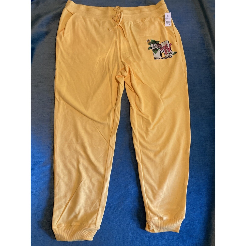MTV Jogger Pants Sweatpants Flowers Music Television 2X